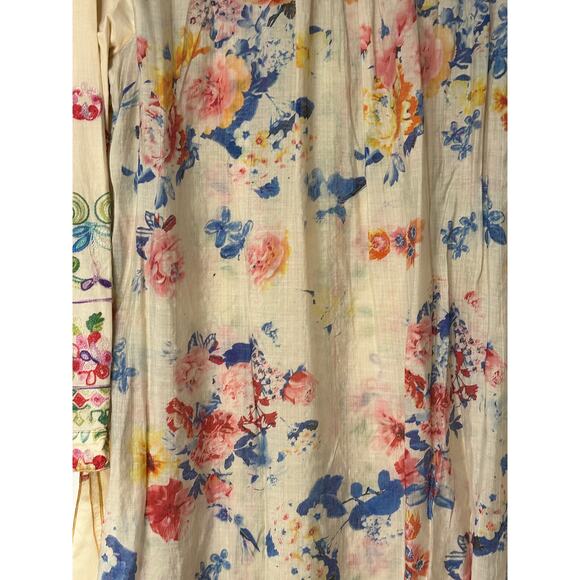 Aratta Silent Journey Collection Midi Dress Large NWT Cream Embroidered Florals - Picture 14 of 16